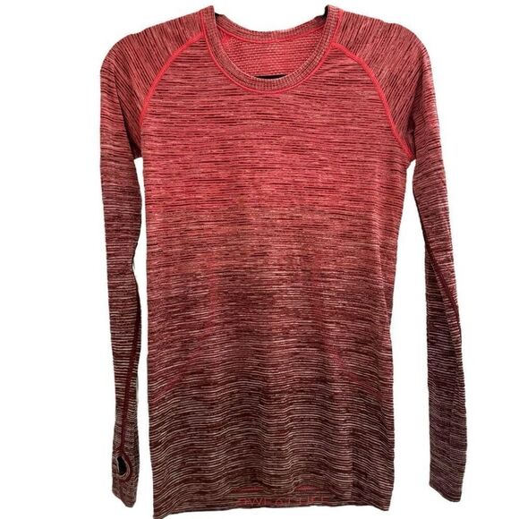 LULULEMON Swiftly Tech Long Sleeve Crew - Red Alert/Dark Sport Red - Size 4 Est - Picture 1 of 10